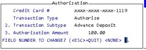 Charging a Credit Card Screen 12