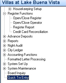 Quick Transaction Entry Screen 1