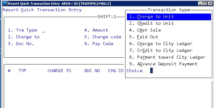 Quick Transaction Entry Screen 2