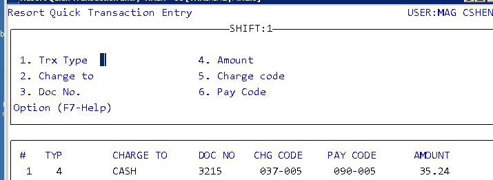 Quick Transaction Entry Screen 4