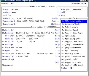 Reservation entry with advance deposit payment Screen 1