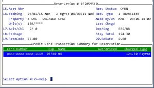 Reservation entry with advance deposit payment Screen 10